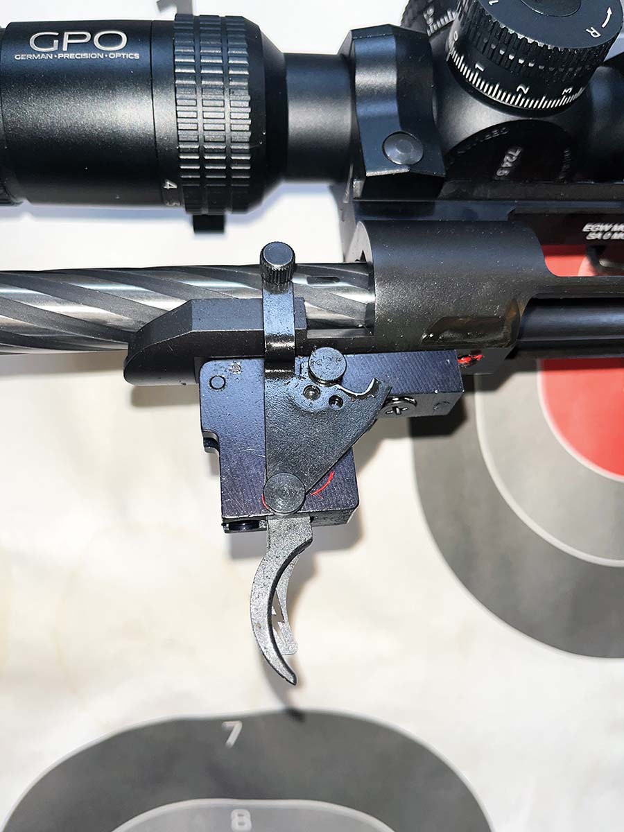 The rifle has the company’s LBA Trigger, which includes a center blade design and can be adjusted down to 2 pounds. From the box, the rifle’s trigger broke at 3.38 pounds.